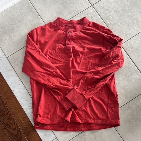 Red Long Sleeve Henley Shirt - Picture 1 of 1
